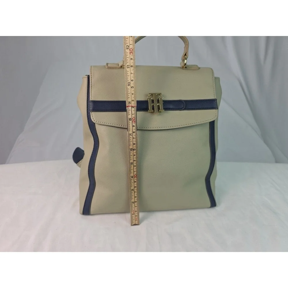 Tommy Hilfiger Cream and Navy Leather Backpack